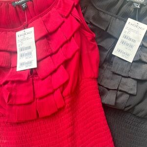 -Bebe Lot 2 Silk Top Blouse Career S NWT